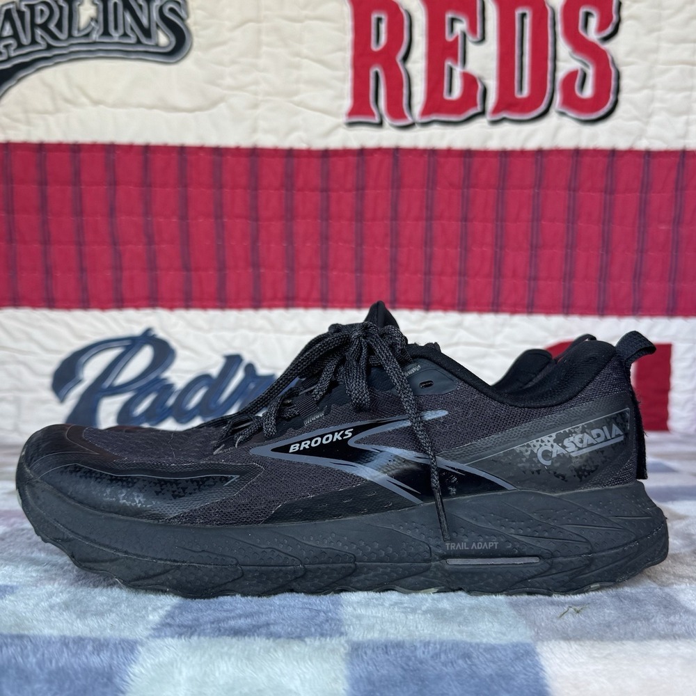 Size 9 - Brooks Cascadia 18 Black Gray Trail Hiking Running Shoes Sneakers Mens